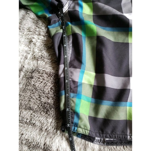 Free World Board Shorts Mens Size 36 Green Blue Plaid Drawstring Pocket Swim‎ - Picture 6 of 7